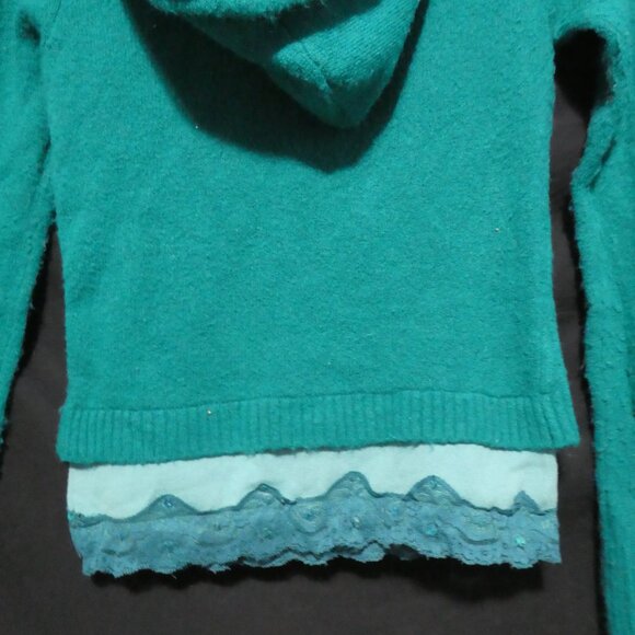 Unique Item | TAKEOUT | medium | Zip-Up Hooded Sweater - Lace Cami - Combo - Picture 13 of 15